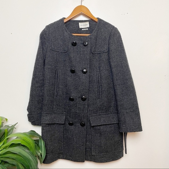 Isabel Marant Etoile Clifford Charcoal Wool/Alpaca BlendPea Coat 38 - Picture 4 of 16